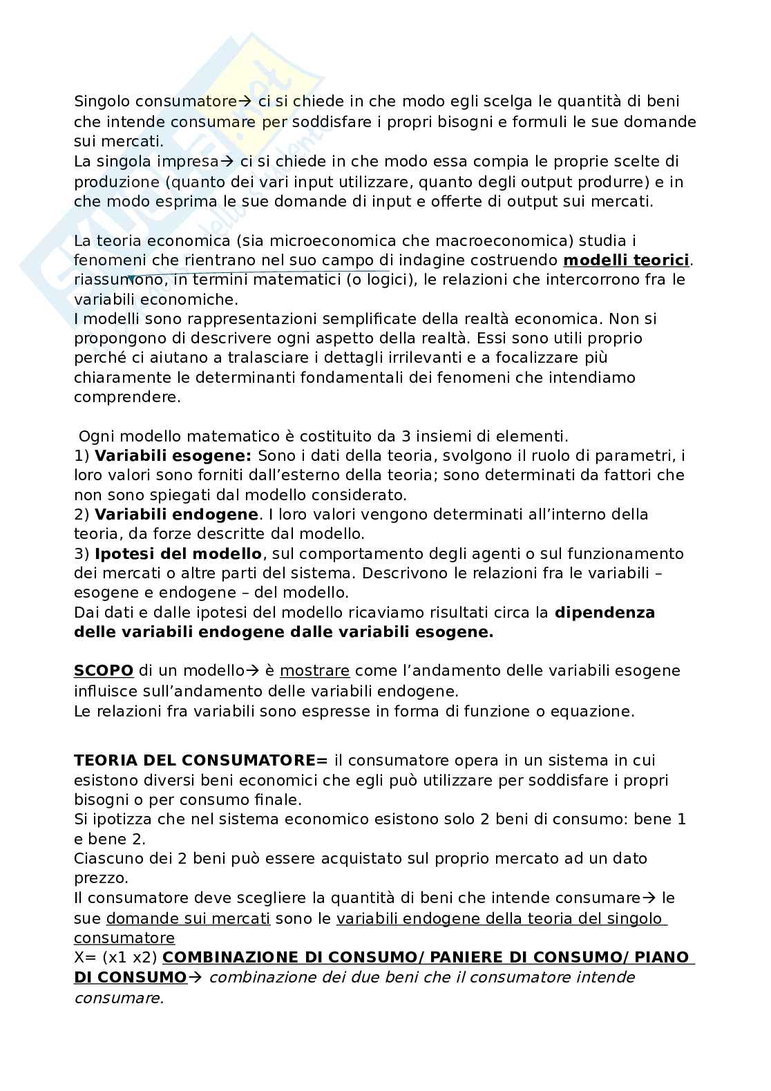 Riassunto esame Microeconomia, Prof. Busetto Francesca, libro consigliato Microeconomia , Varian Pag. 2