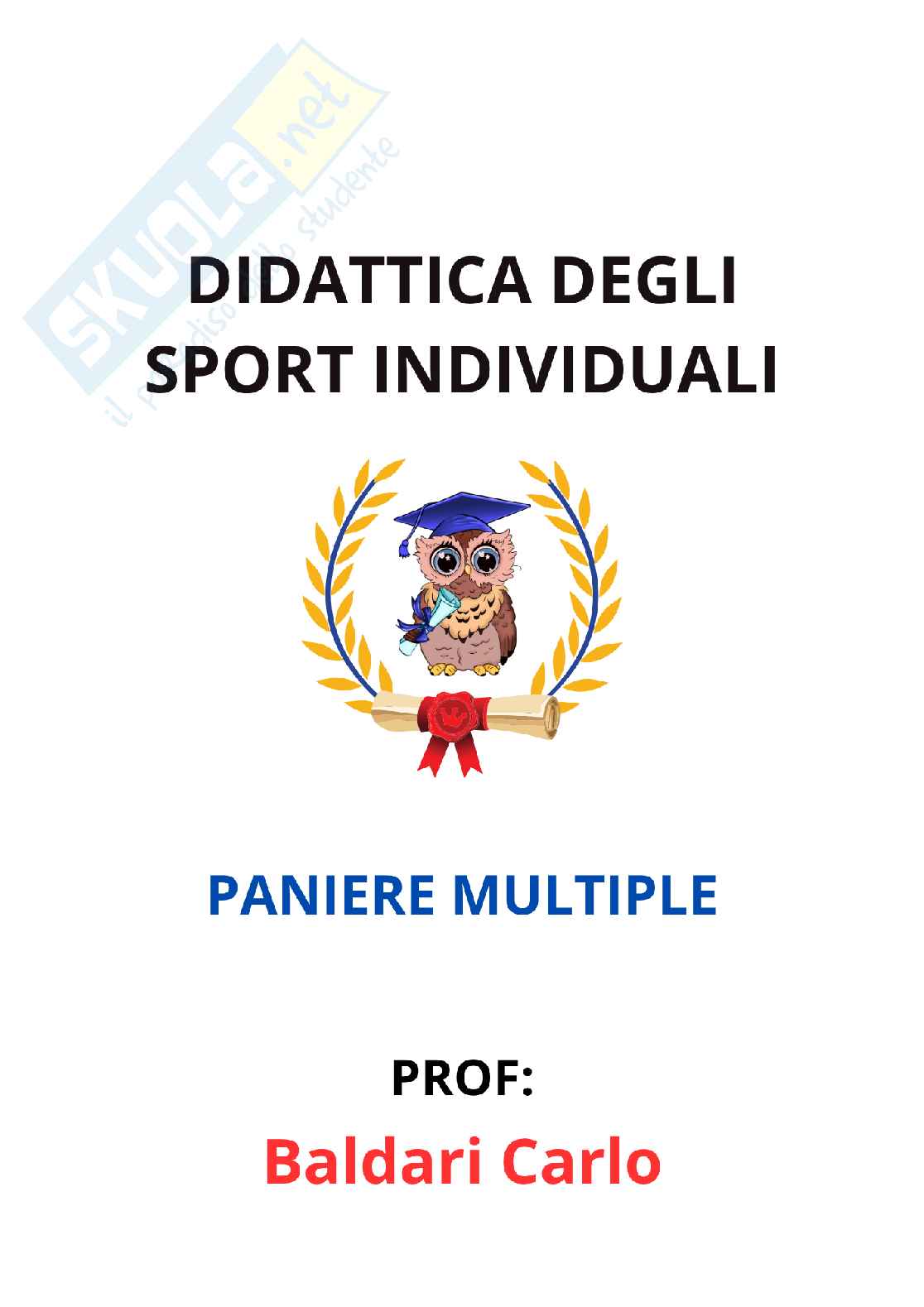 Paniere Didattica degli sport individuali (2026) - Risposte multiple corrette Pag. 1