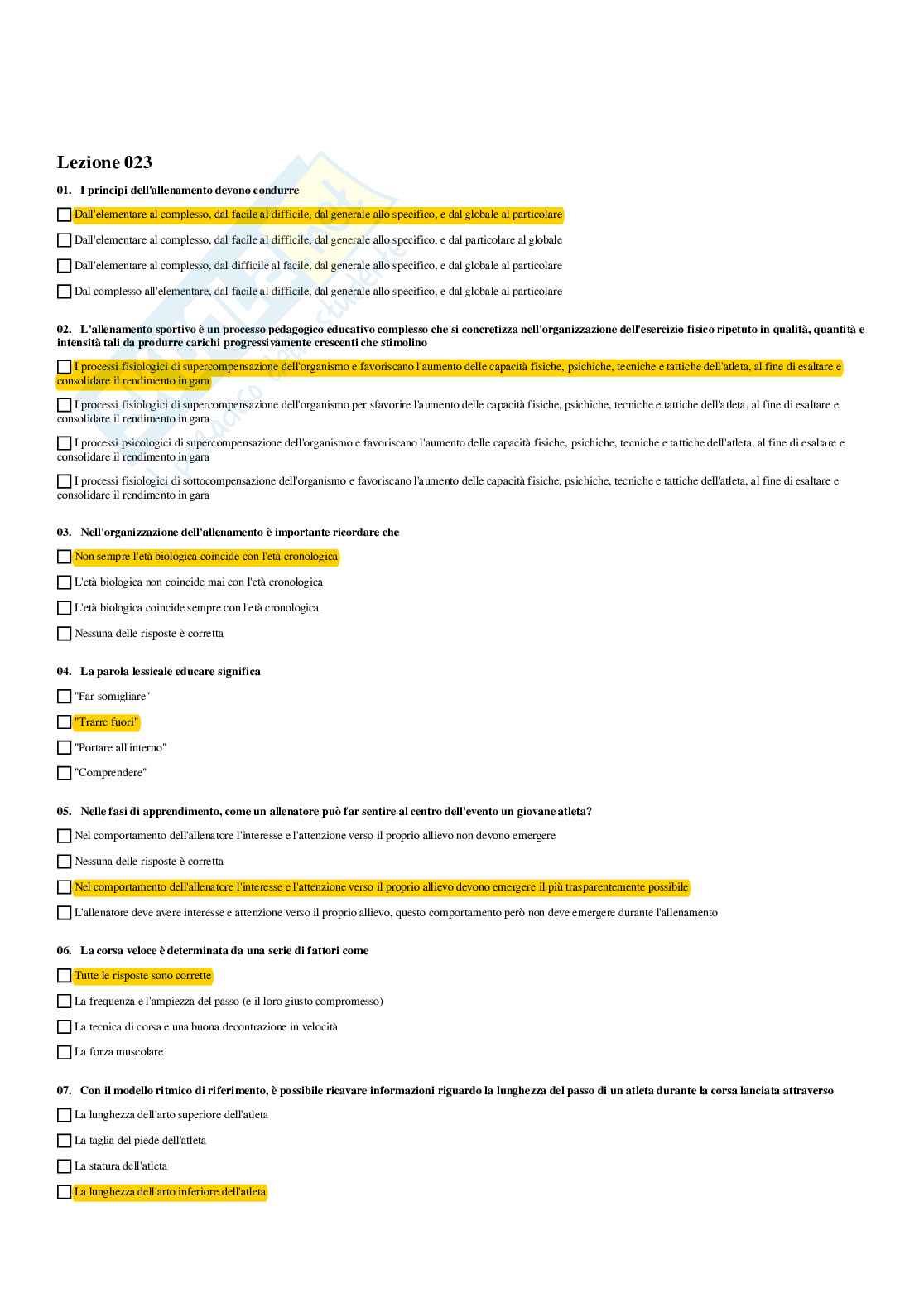 Paniere Didattica degli sport individuali (2026) - Risposte multiple corrette Pag. 41