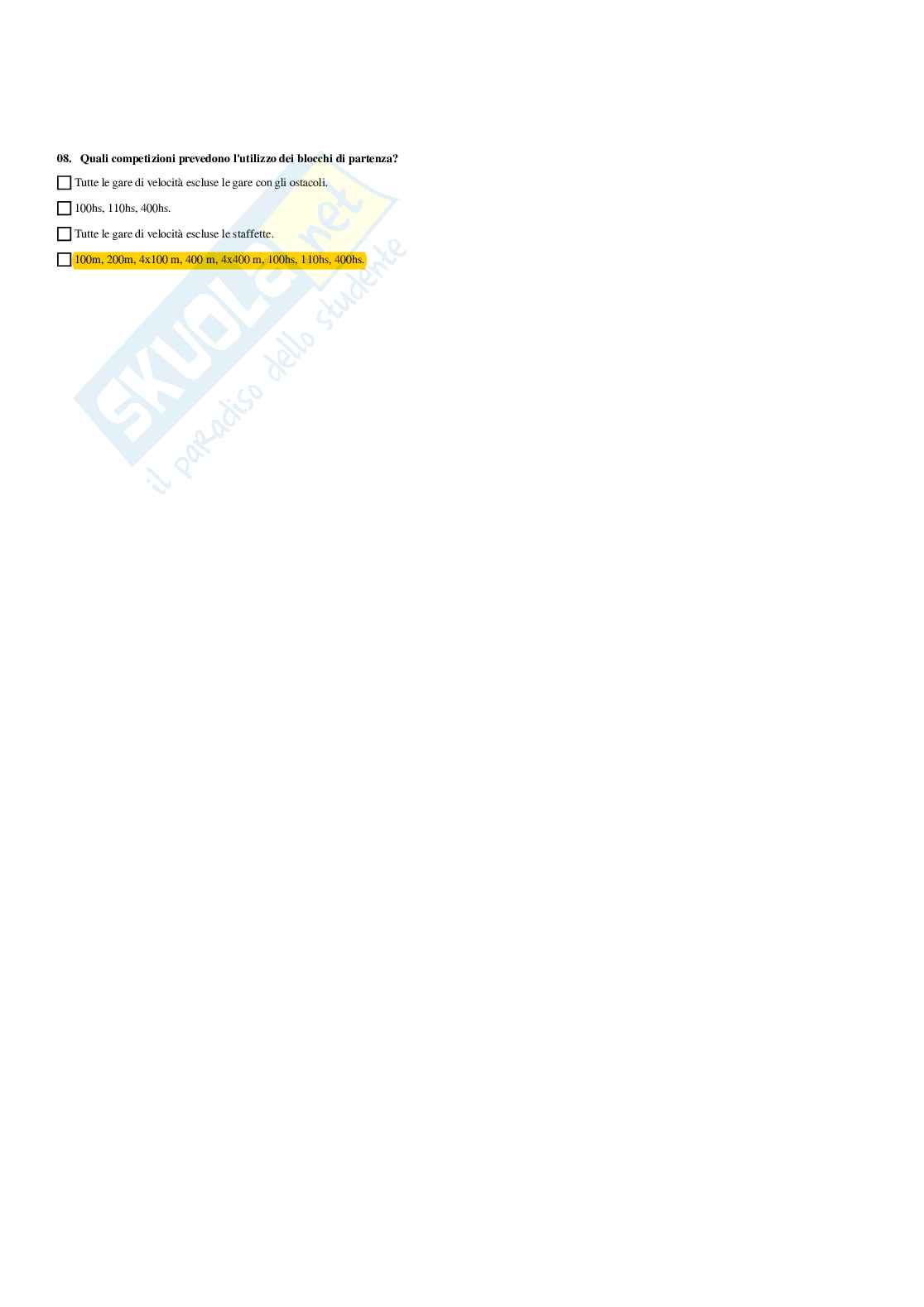 Paniere Didattica degli sport individuali (2026) - Risposte multiple corrette Pag. 6