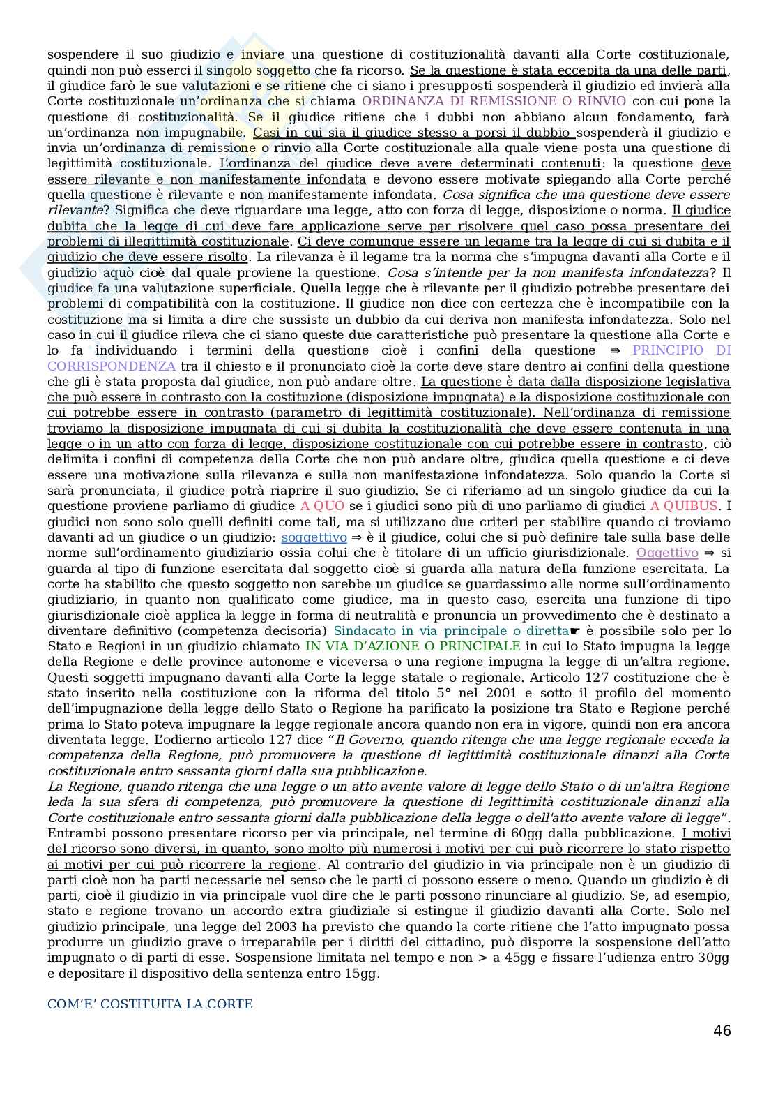 Diritto costituzionale Pag. 46