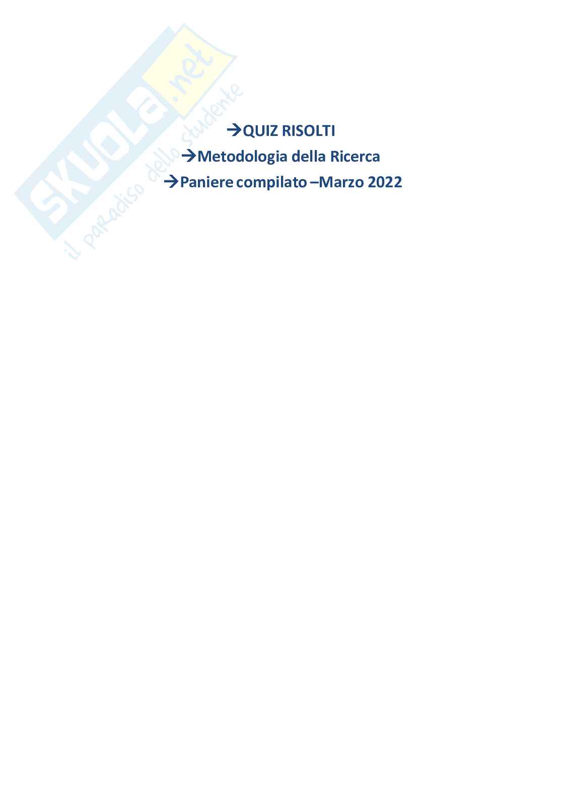 Metodologia della ricerca psicologica Pag. 1