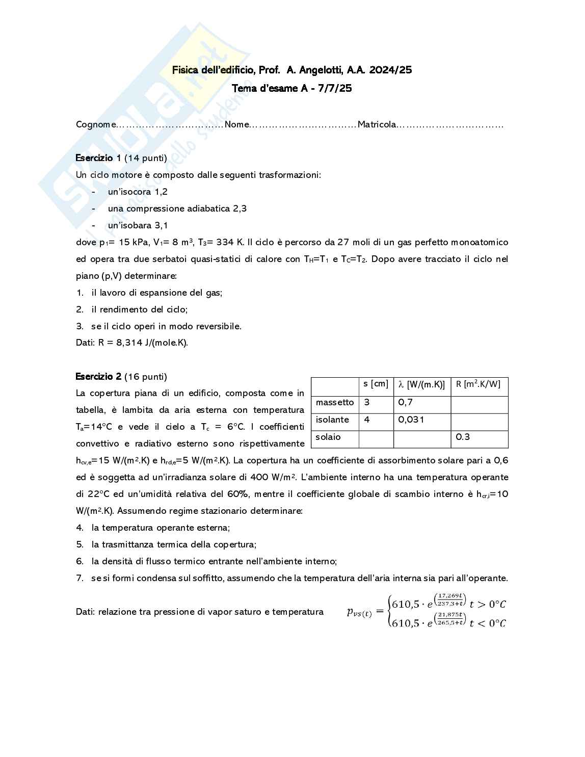 Risoluzione temi d’esame AA. 2025 Fisica dell'edificio  Pag. 21