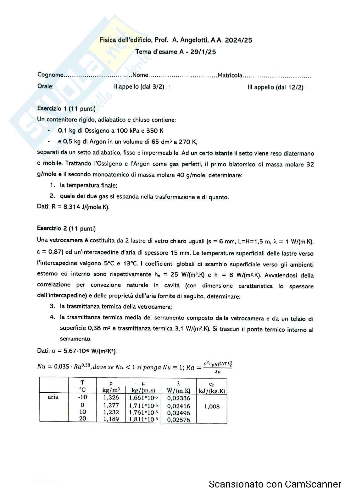 Risoluzione temi d’esame AA. 2025 Fisica dell'edificio  Pag. 6