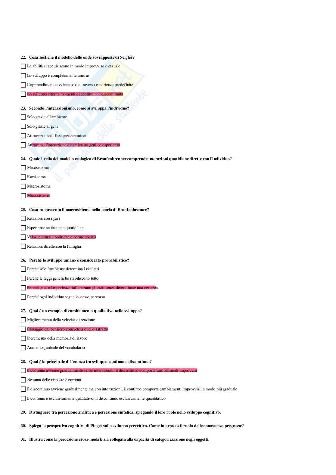 Paniere Psicologia dello sviluppo e psicologia dell'educazione - Risposte multiple - aggiornato (2026) Pag. 11