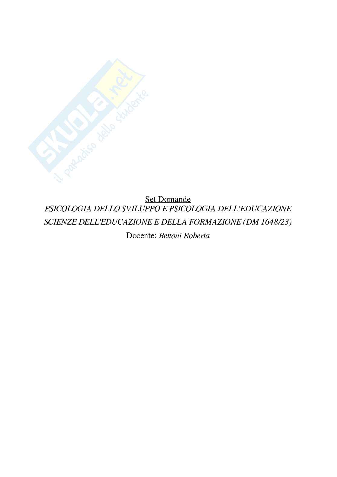 Paniere Psicologia dello sviluppo e psicologia dell'educazione - Risposte multiple - aggiornato (2026) Pag. 2