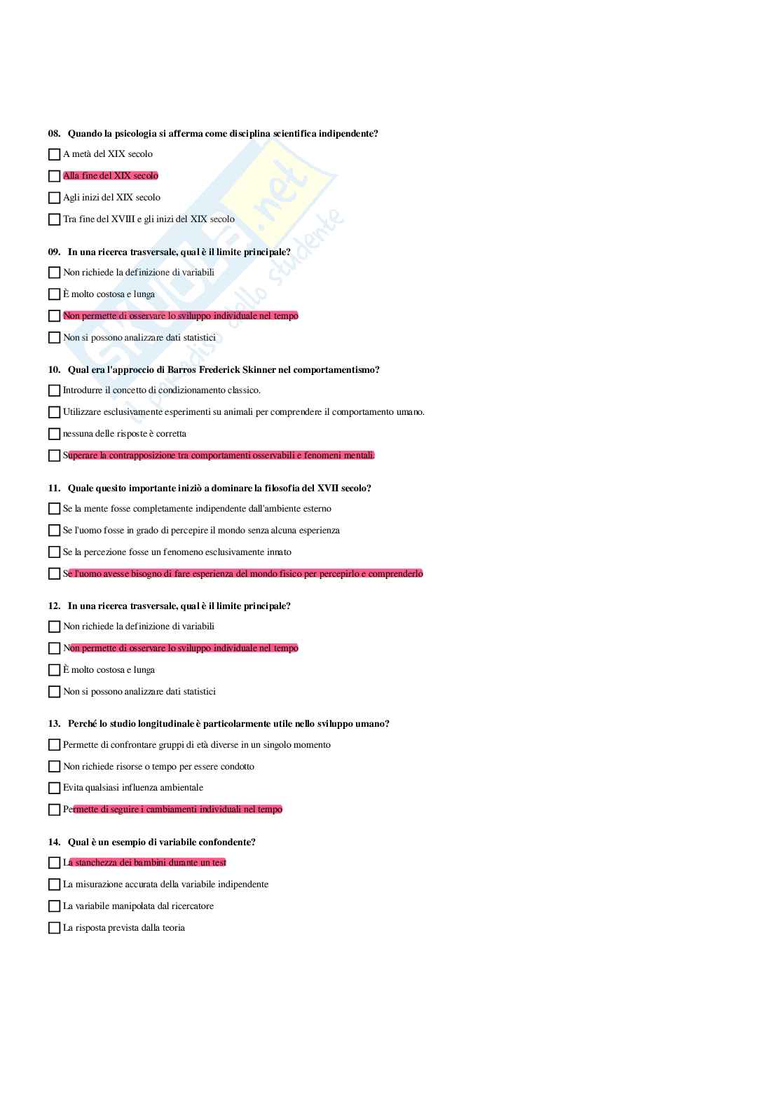 Paniere Psicologia dello sviluppo e psicologia dell'educazione - Risposte multiple - aggiornato (2026) Pag. 21