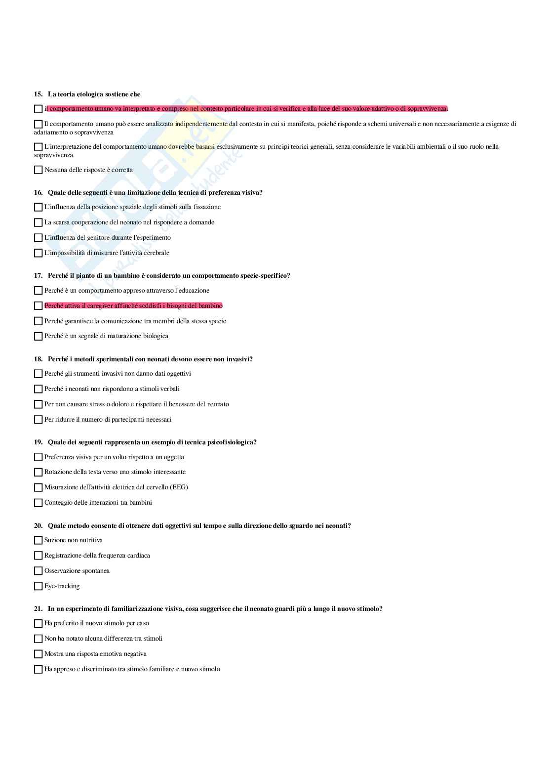 Paniere Psicologia dello sviluppo e psicologia dell'educazione - Risposte multiple - aggiornato (2026) Pag. 31