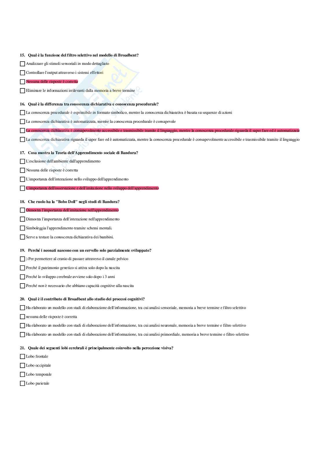 Paniere Psicologia dello sviluppo e psicologia dell'educazione - Risposte multiple - aggiornato (2026) Pag. 36