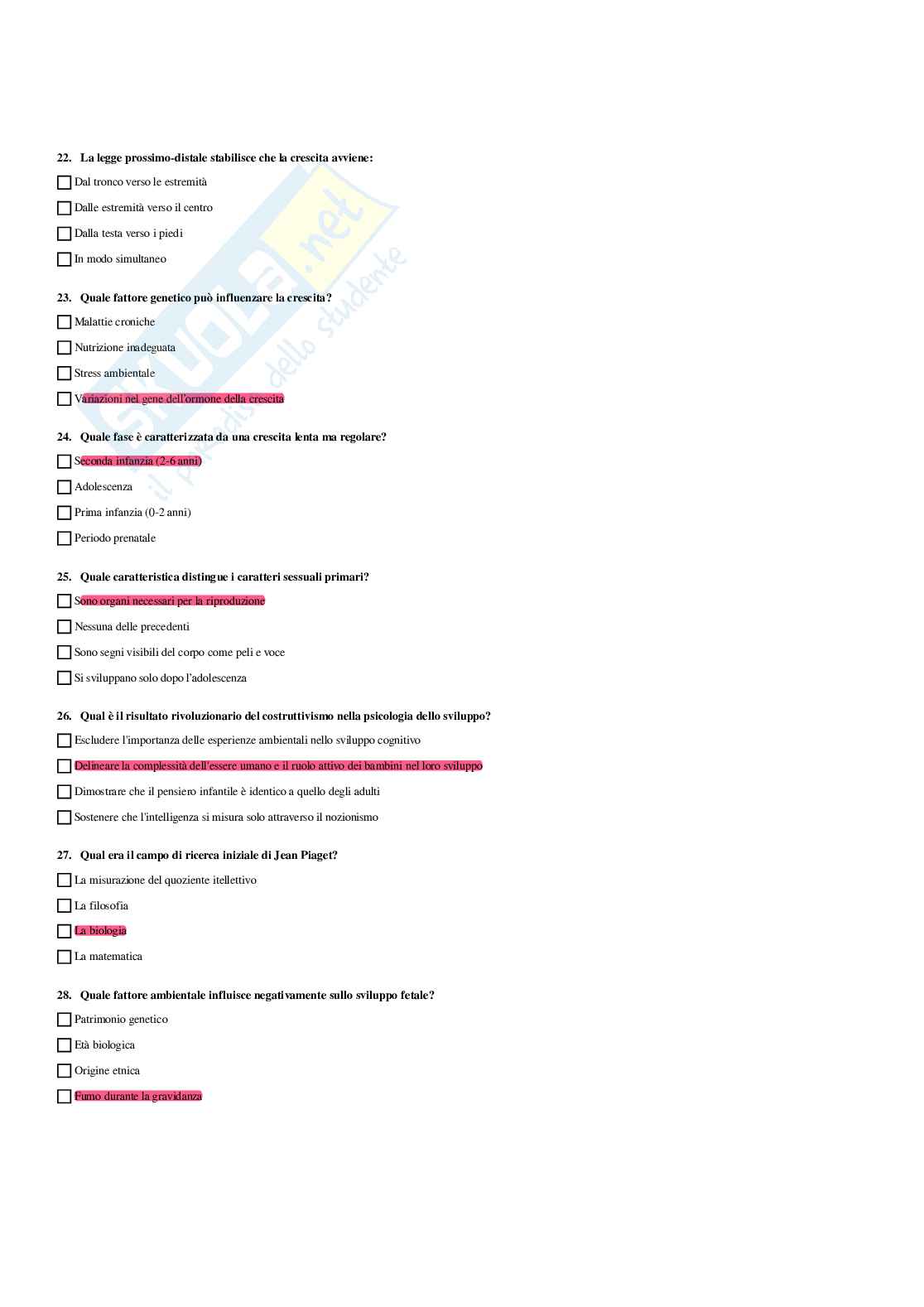 Paniere Psicologia dello sviluppo e psicologia dell'educazione - Risposte multiple - aggiornato (2026) Pag. 41