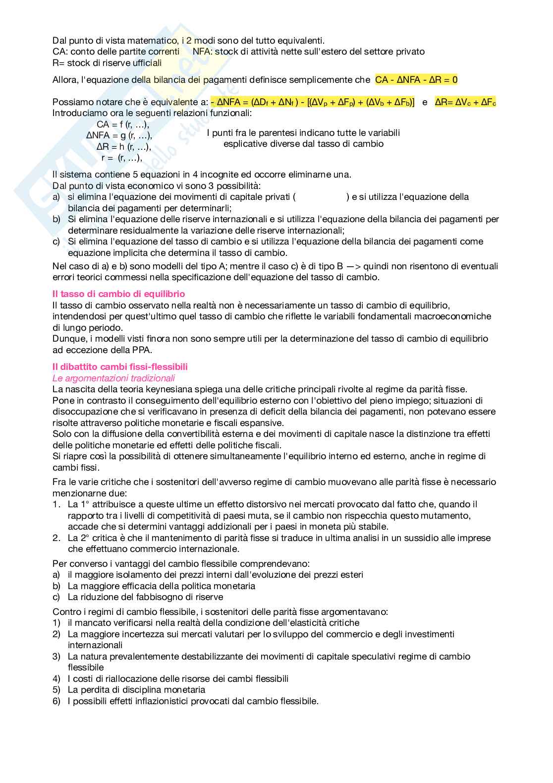 Teoria della parità del potere d’acquisto Pag. 2