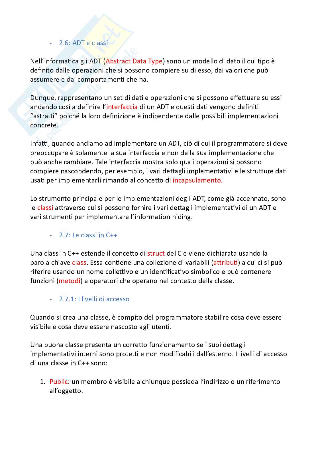 Appunti riassuntivi Programmazione (parte 1, linguaggio C++) Pag. 6