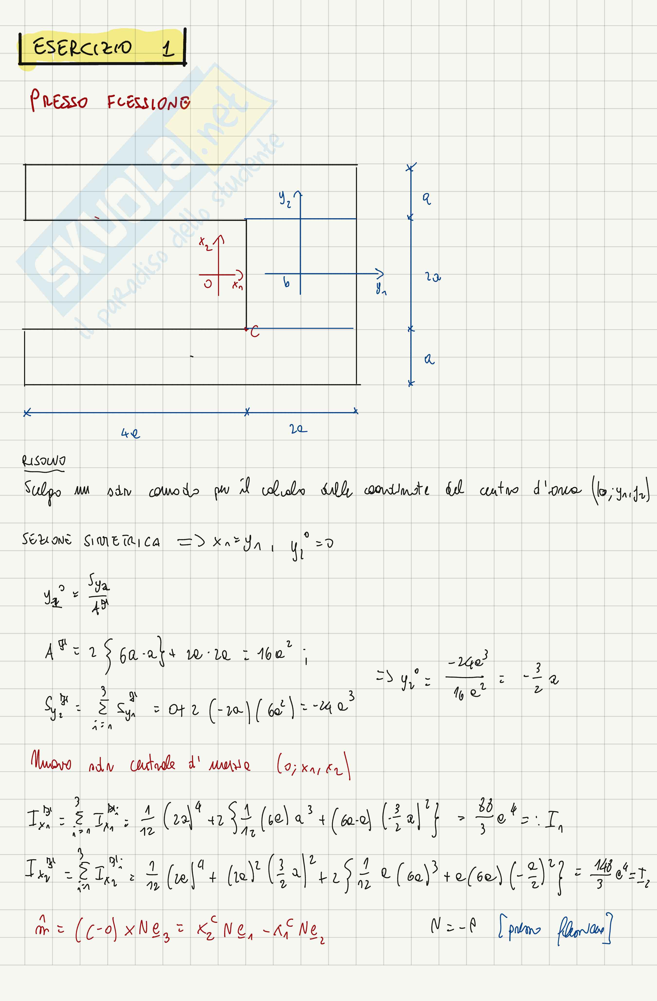 Esercizi svolti di Meccanica dei solidi sulla soluzione del problema elastico di De Saint Venant Pag. 1