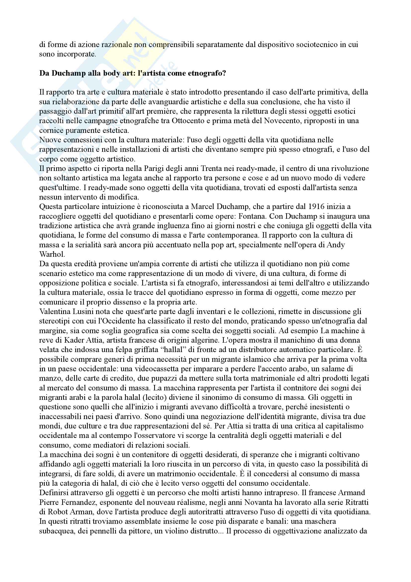 Riassunto Antropologia dei patrimoni culturali, prof.ssa Rossi, libro consigliato Antropologia della cultura materiale Pag. 26