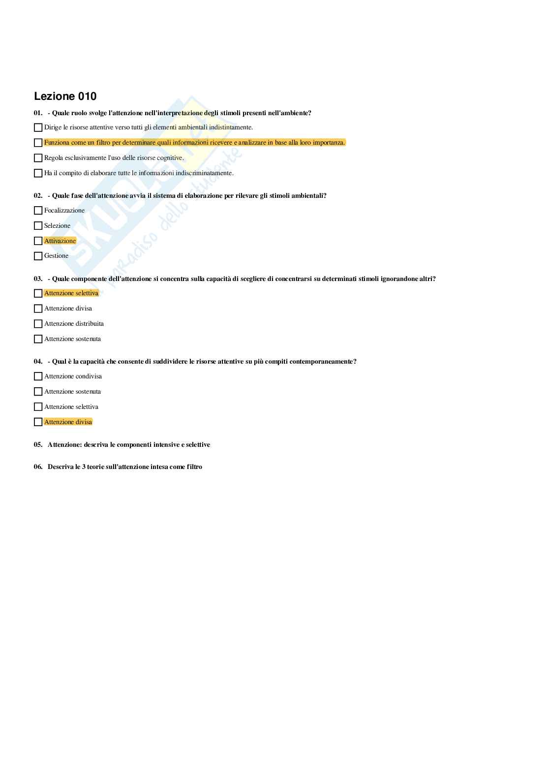 Paniere Psicologia dell'apprendimento - Risposte multiple - aggiornato (2026) Pag. 11