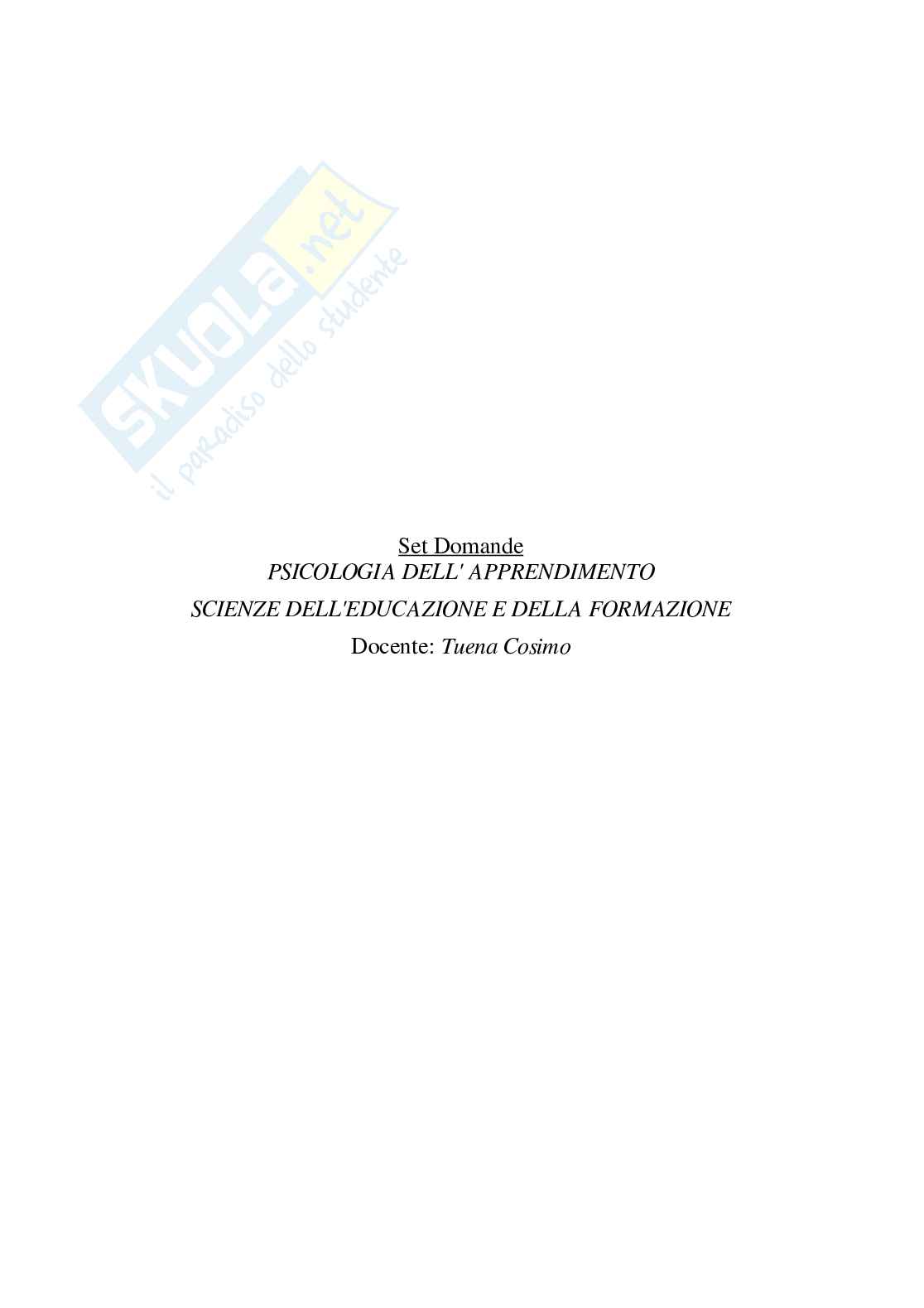 Paniere Psicologia dell'apprendimento - Risposte multiple - aggiornato (2026) Pag. 2