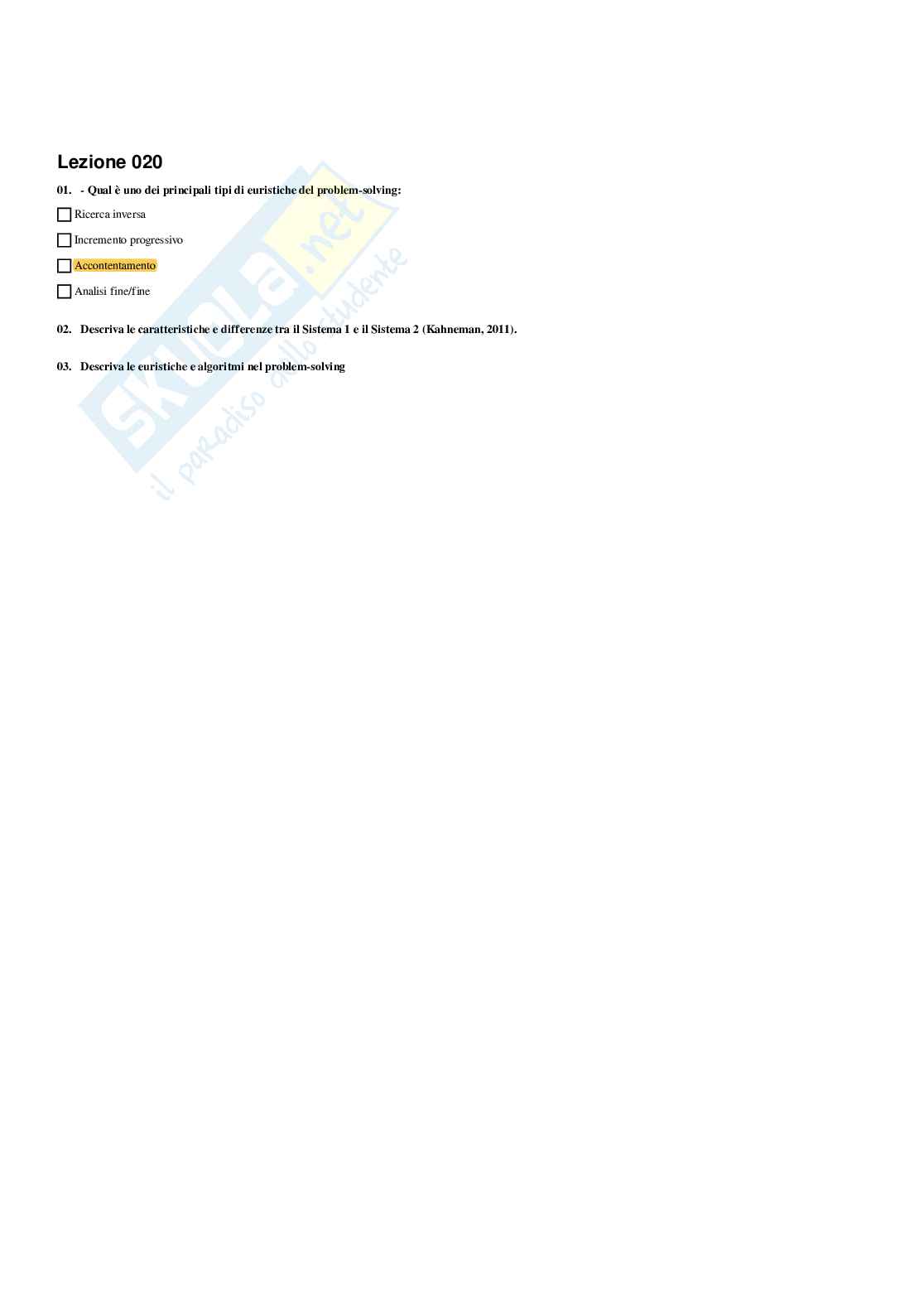 Paniere Psicologia dell'apprendimento - Risposte multiple - aggiornato (2026) Pag. 21