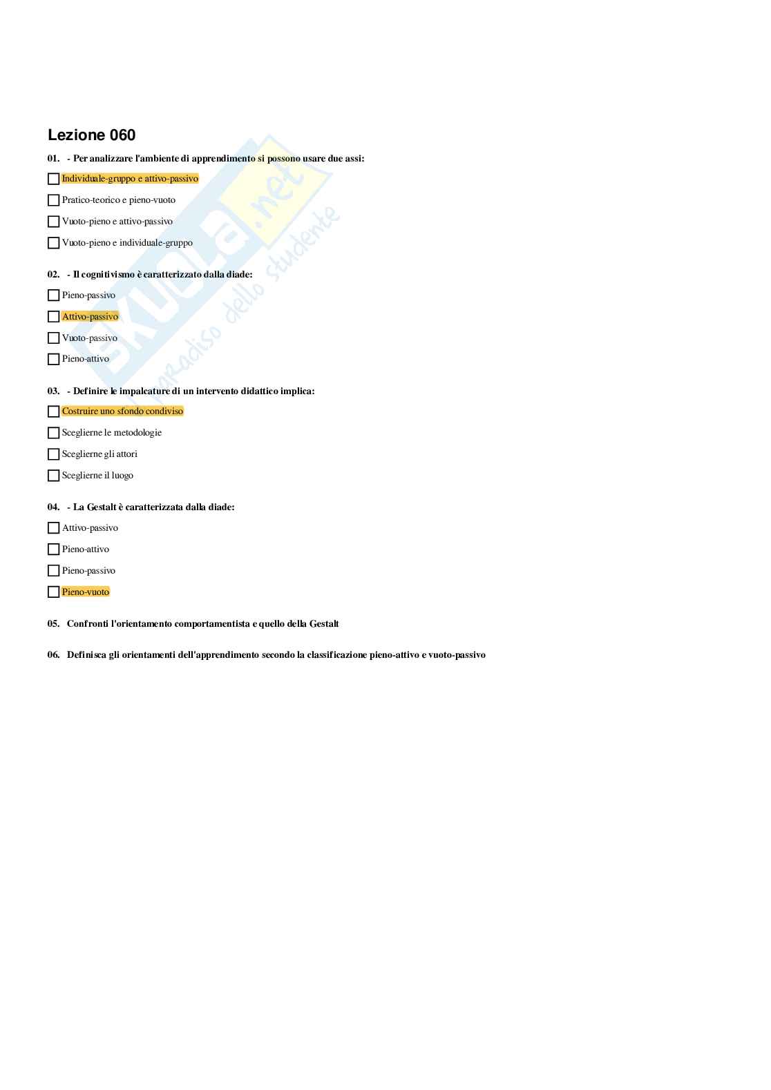 Paniere Psicologia dell'apprendimento - Risposte multiple - aggiornato (2026) Pag. 51