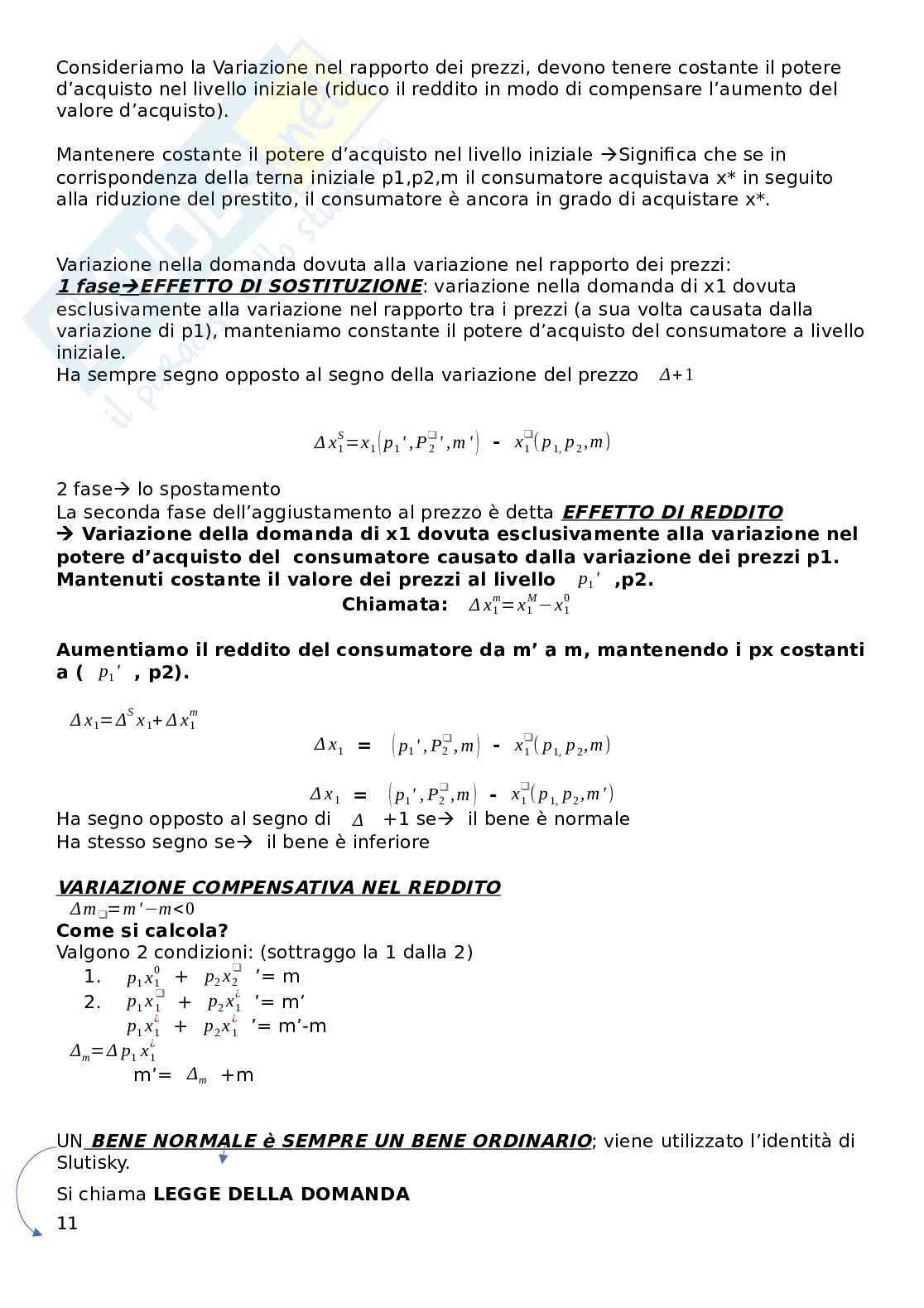 Riassunto esame Microeconomia, Prof. Busetto Francesca, libro consigliato Microeconomia, Varian  Pag. 11