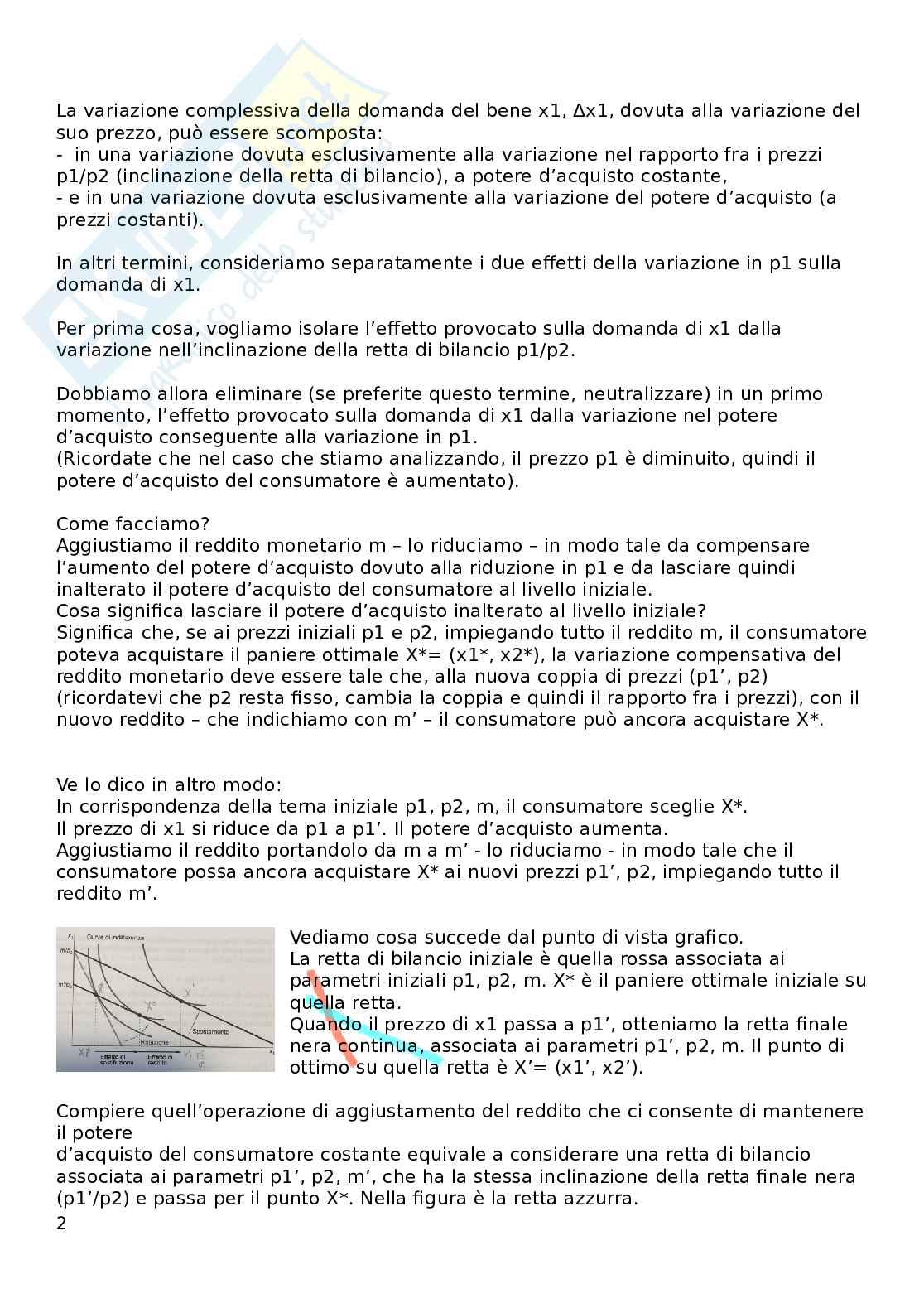 Riassunto esame Microeconomia, Prof. Busetto Francesca, libro consigliato Microeconomia, Varian  Pag. 2