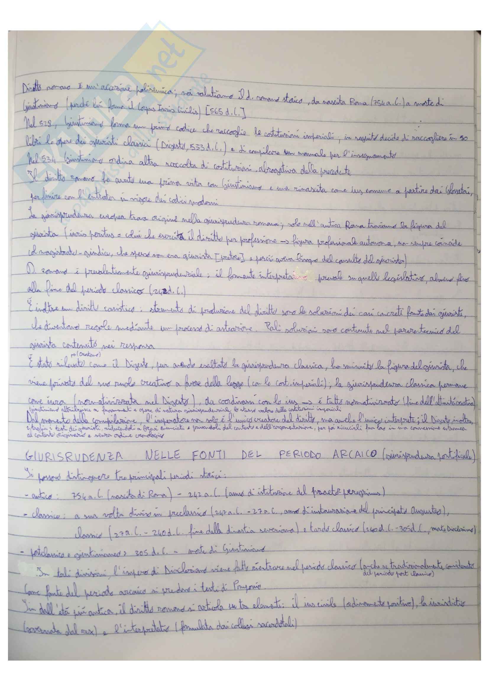 Appunti di Diritto Romano, docente Giulietta Rossetti Pag. 1