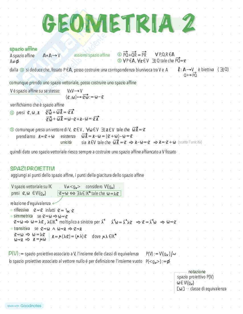 Appunti di Geometria Proiettiva Pag. 1