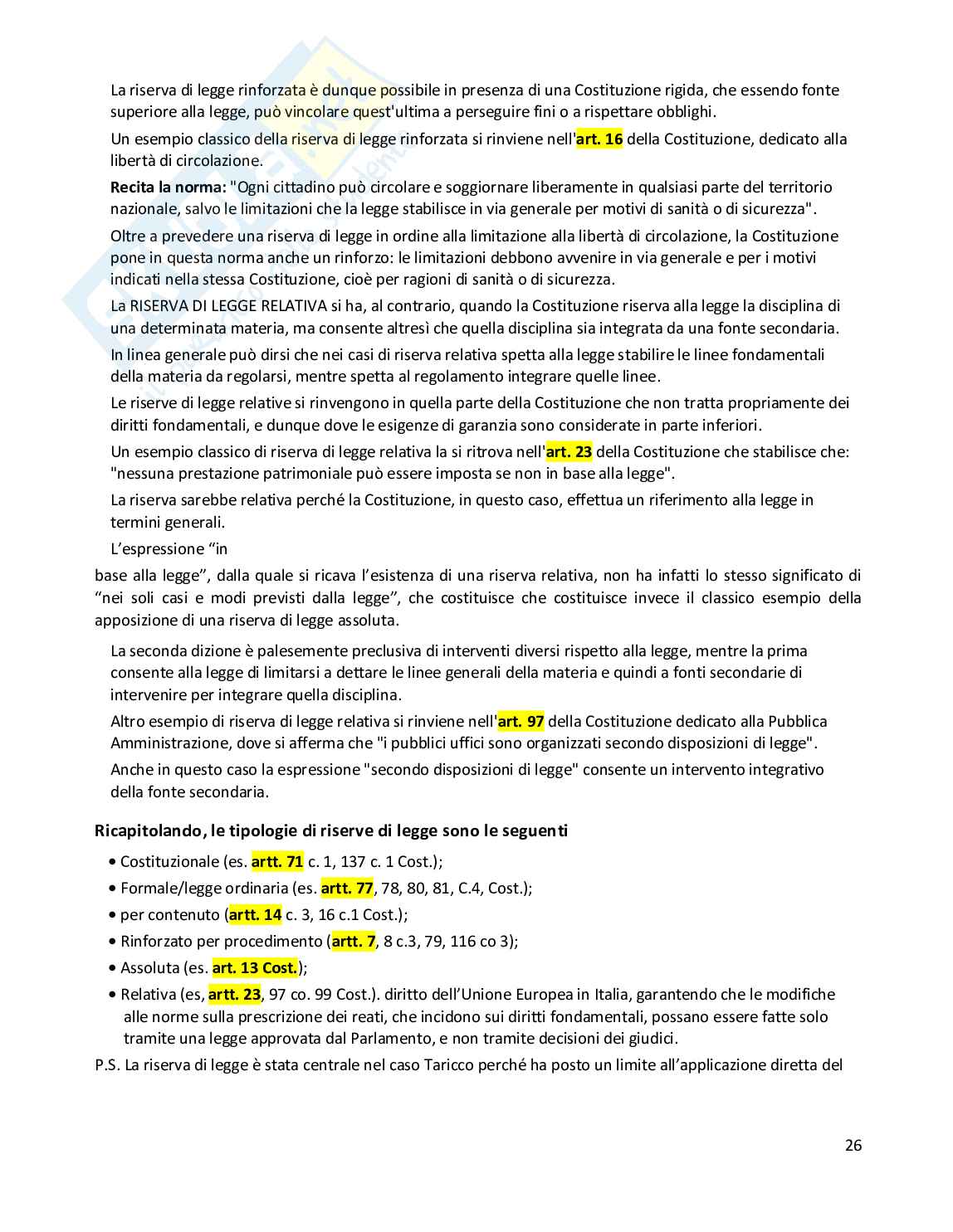 Riassunto esame Diritto costituzionale, Prof. Randazzo Barbara, libro consigliato Diritto costituzionale , Pisaneschi  Pag. 26