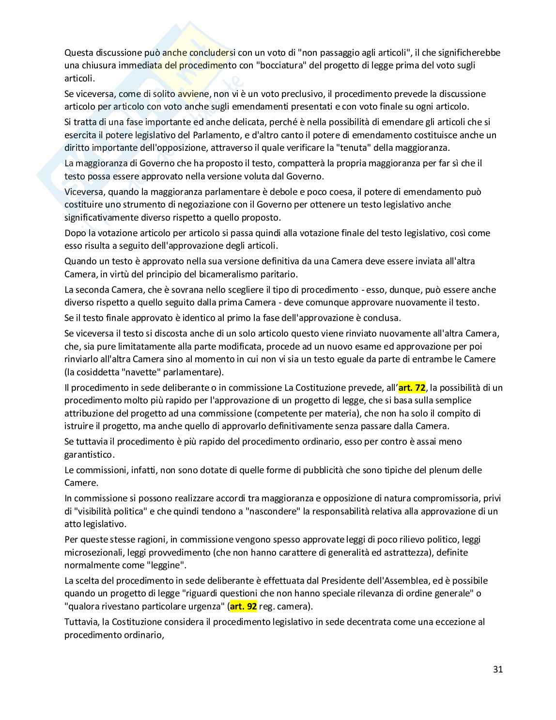Riassunto esame Diritto costituzionale, Prof. Randazzo Barbara, libro consigliato Diritto costituzionale , Pisaneschi  Pag. 31