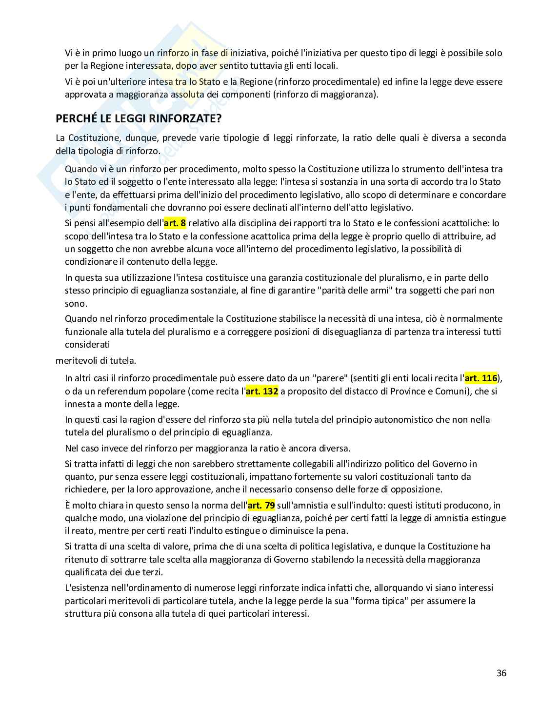 Riassunto esame Diritto costituzionale, Prof. Randazzo Barbara, libro consigliato Diritto costituzionale , Pisaneschi  Pag. 36