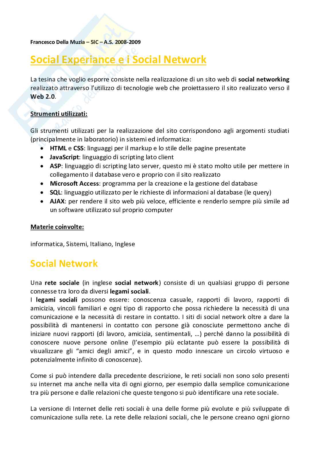 Social Experiance e i Social Network Pag. 2