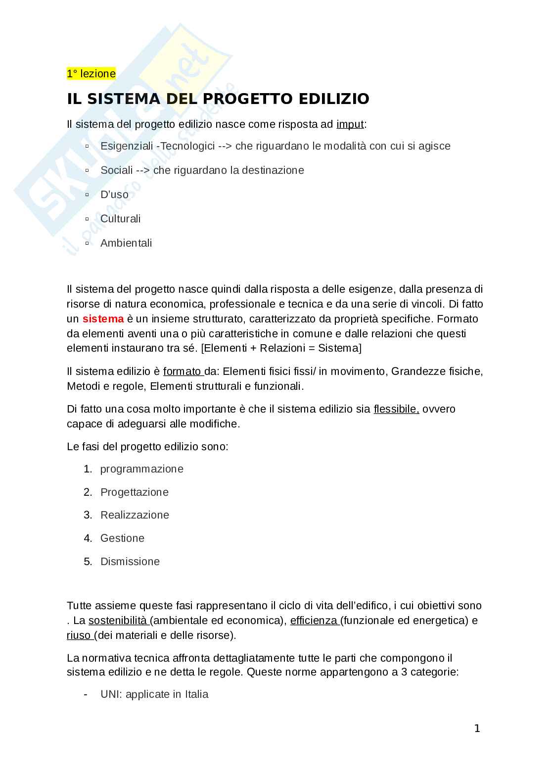 Appunti Tecnologia dell'architettura Pag. 1