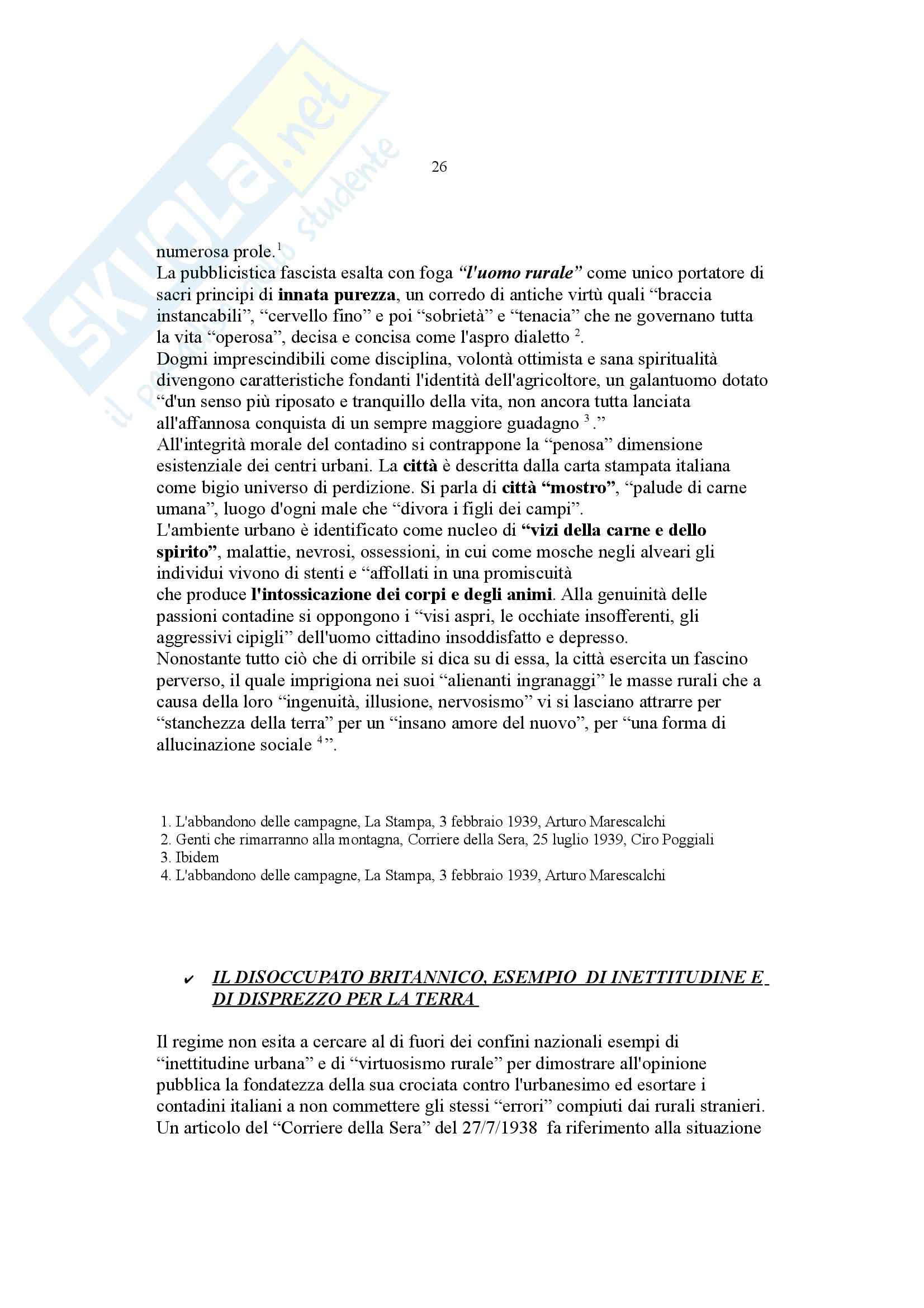 Tesi - Politiche antiurbanesimo e controllo del mercato del lavoro nell'Italia fascista Pag. 26
