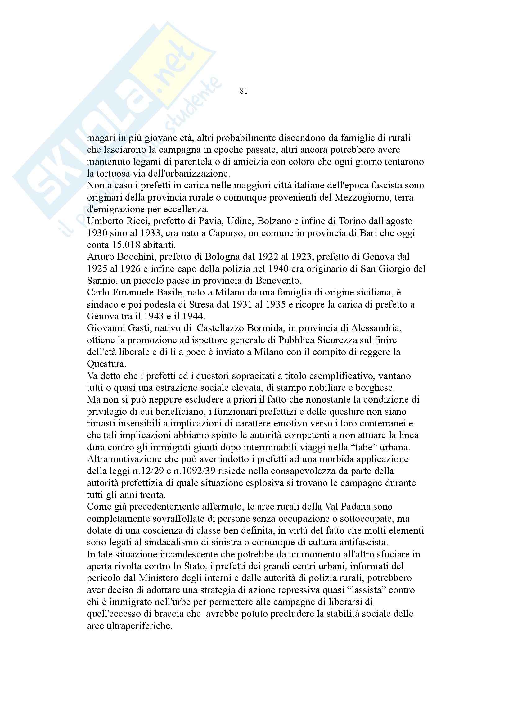 Tesi - Politiche antiurbanesimo e controllo del mercato del lavoro nell'Italia fascista Pag. 81