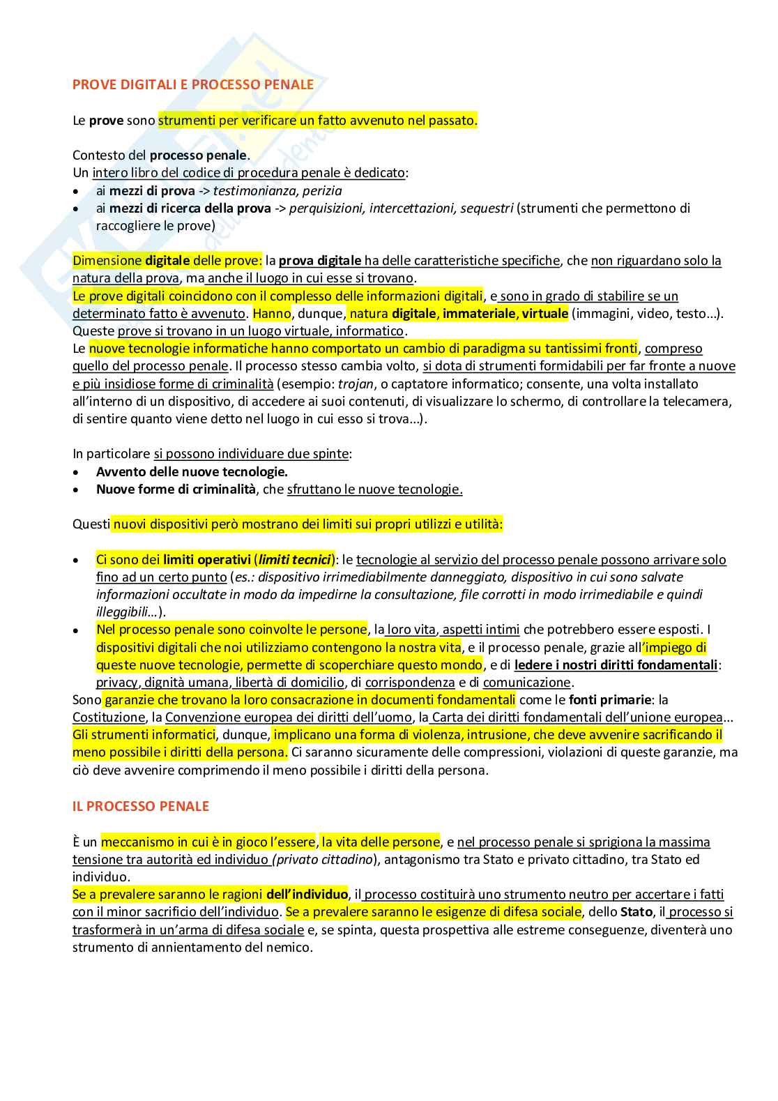 Appunti di Diritto delle prove digitali  Pag. 1