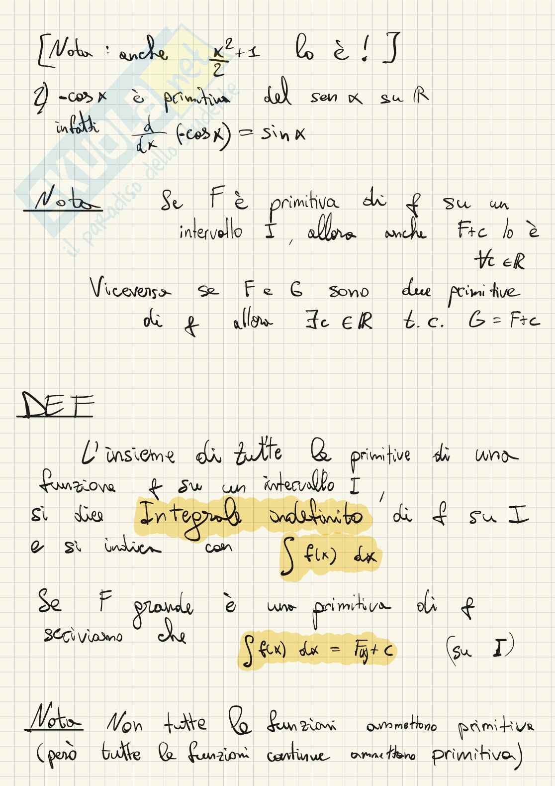 Calcolo integrale, solo primitive Pag. 2