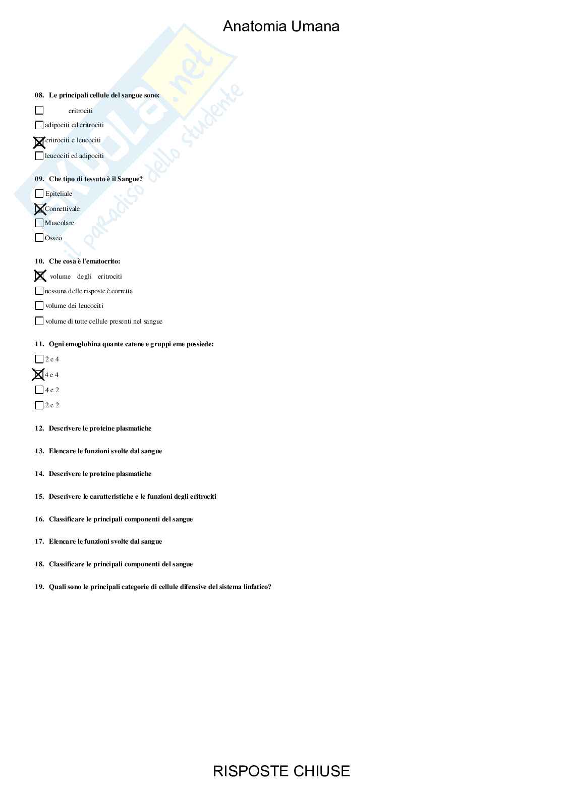 Anatomia umana - Paniere compilato Pag. 11