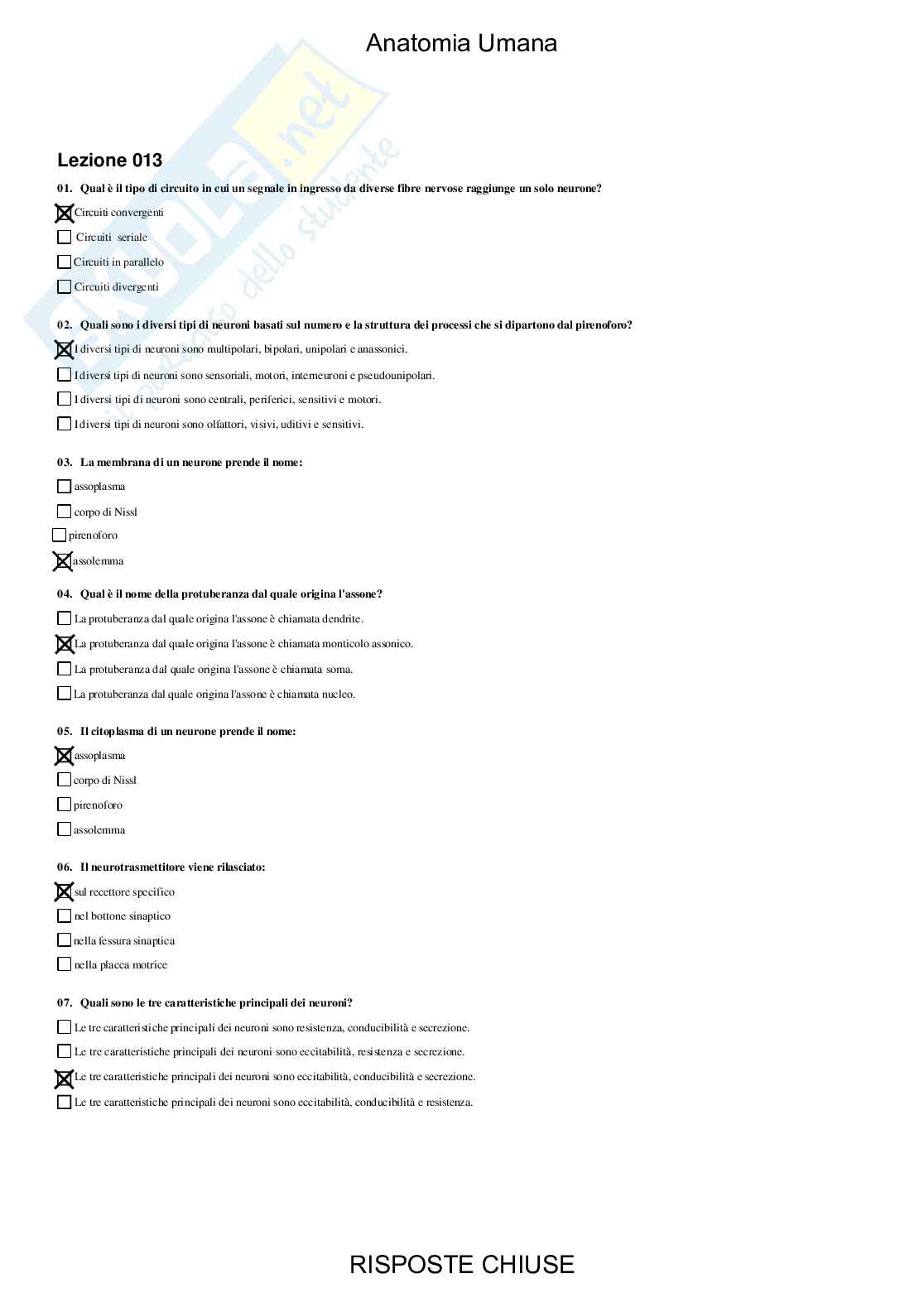 Anatomia umana - Paniere compilato Pag. 21
