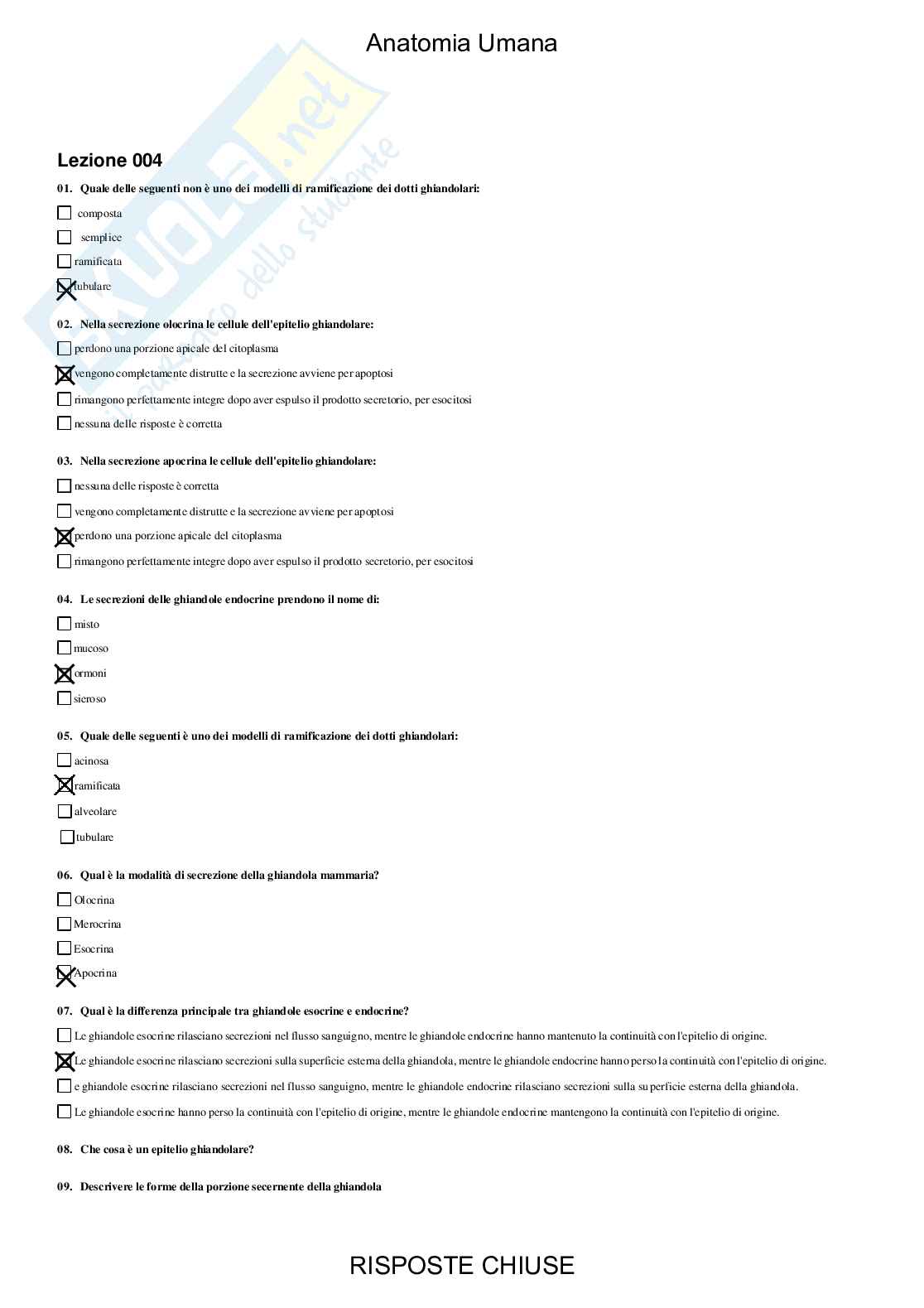 Anatomia umana - Paniere compilato Pag. 6