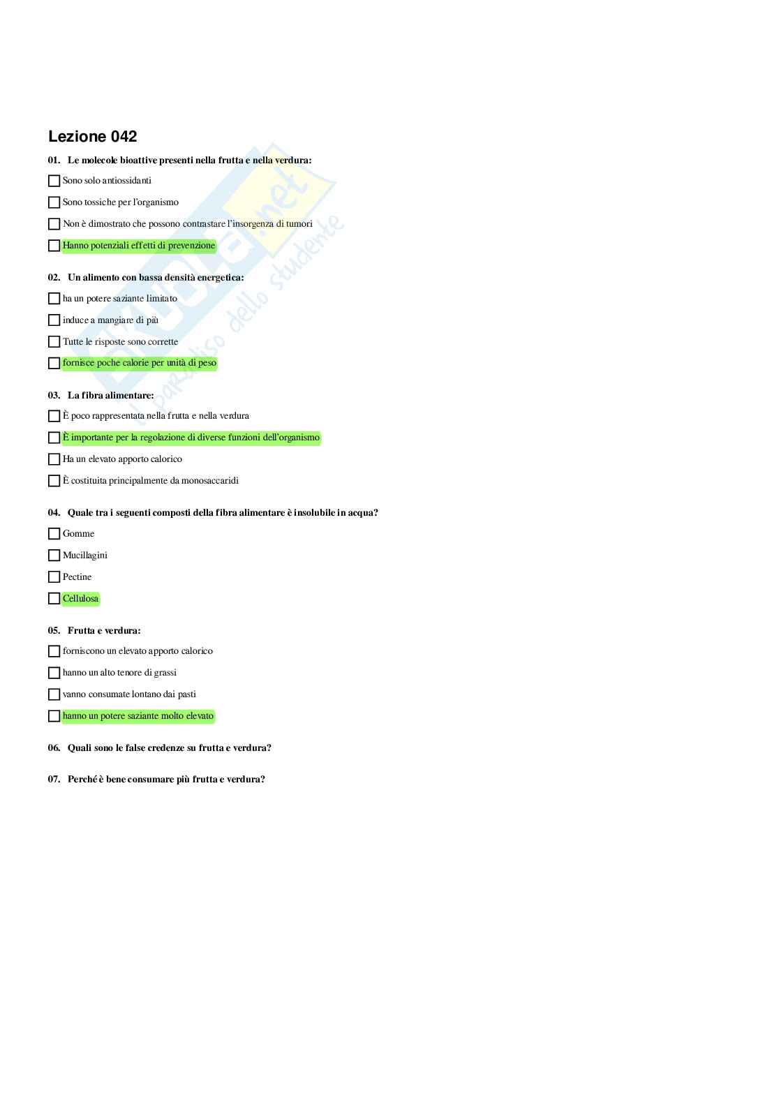Paniere completo di Nutraceutici integratori functional foods (2026) - Risposte multiple e aperte corrette Pag. 86