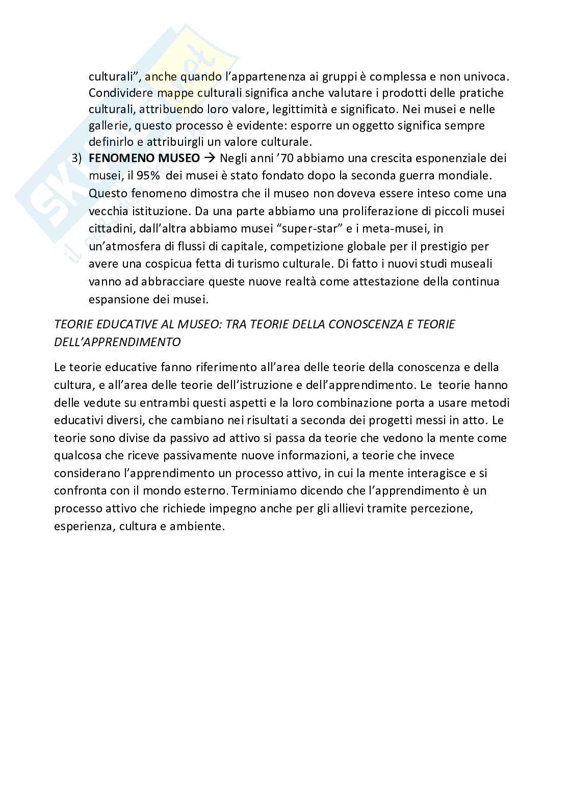 Riassunto esame Didattica del museo e del patrimonio culturale, Prof. Giardini Letizia, libro consigliato Museo costruttivista, Minello Pag. 2