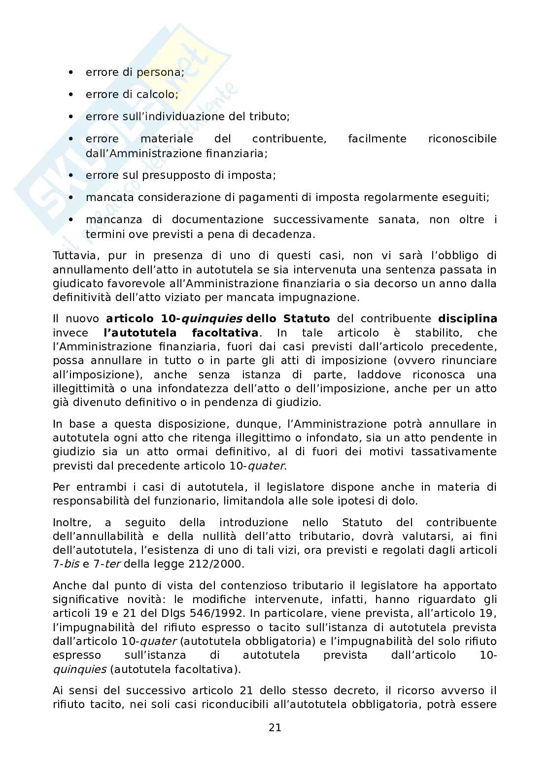 Riassunto esame Diritto tributario, Prof. Perra Maria Teresa, libro consigliato Manuale di diritto tributario , Melis Pag. 21