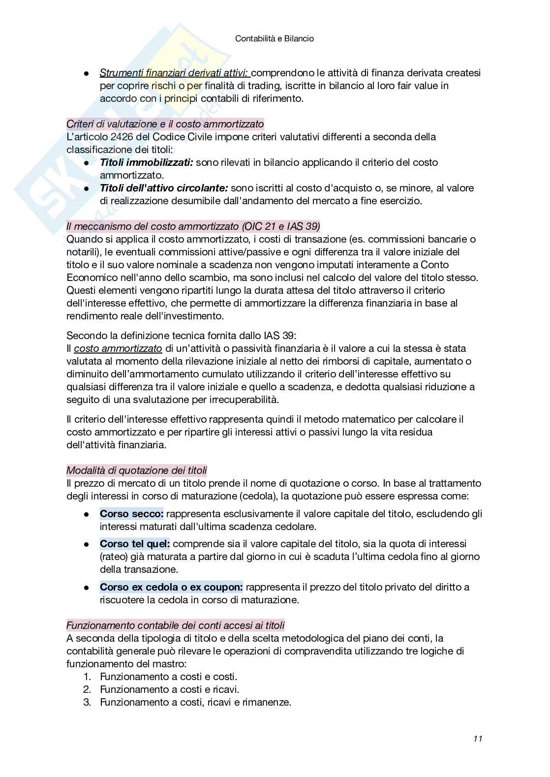 Riassunto esame Contabilità e bilancio, Prof. Lucianelli Giovanna, libro consigliato La contabilità (I e II Volume), Il bilancio (I e II Volume) , Lucianelli Pag. 11