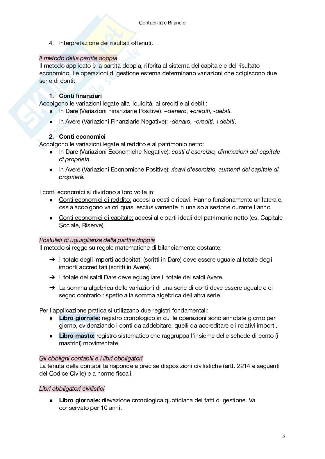 Riassunto esame Contabilità e bilancio, Prof. Lucianelli Giovanna, libro consigliato La contabilità (I e II Volume), Il bilancio (I e II Volume) , Lucianelli Pag. 2