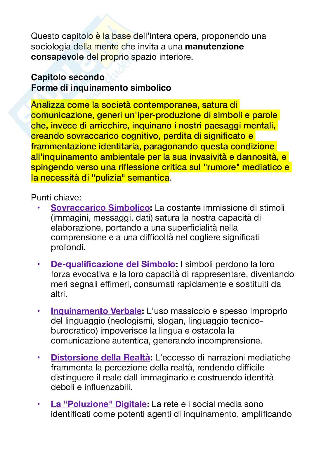 Riassunto esame Sociologia della comunicazione e dei media, Prof. Luchetti Lia, libro consigliato Ecologia del pensiero, Tota Pag. 2