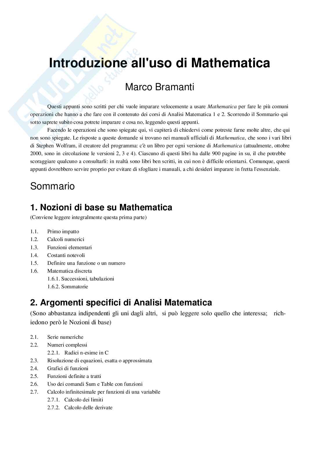 Appunti programma Mathematica Pag. 1