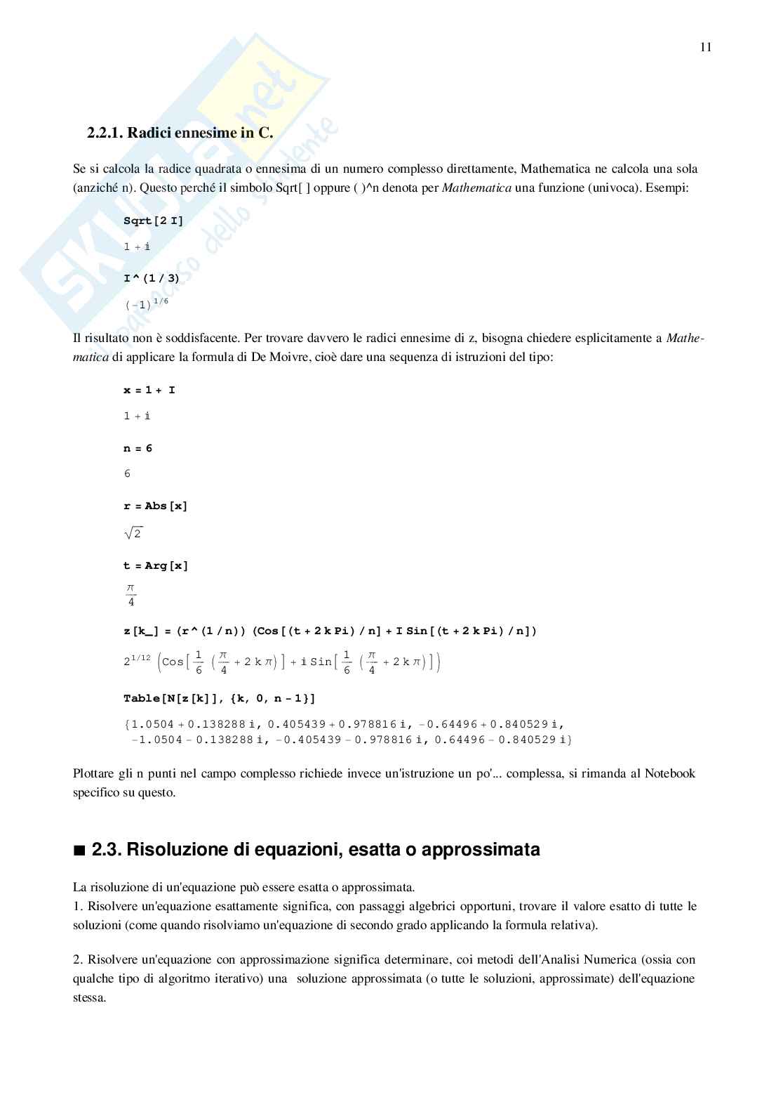 Appunti programma Mathematica Pag. 11