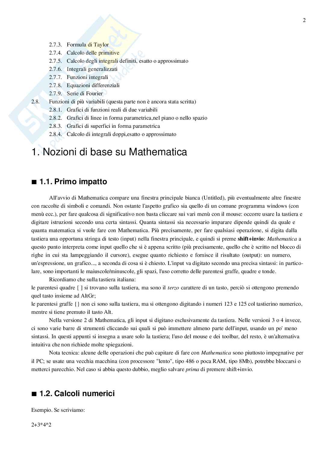 Appunti programma Mathematica Pag. 2