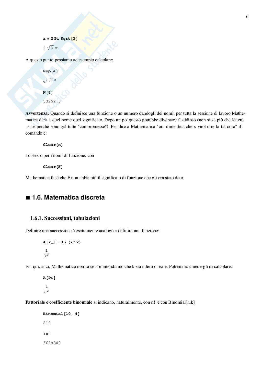 Appunti programma Mathematica Pag. 6