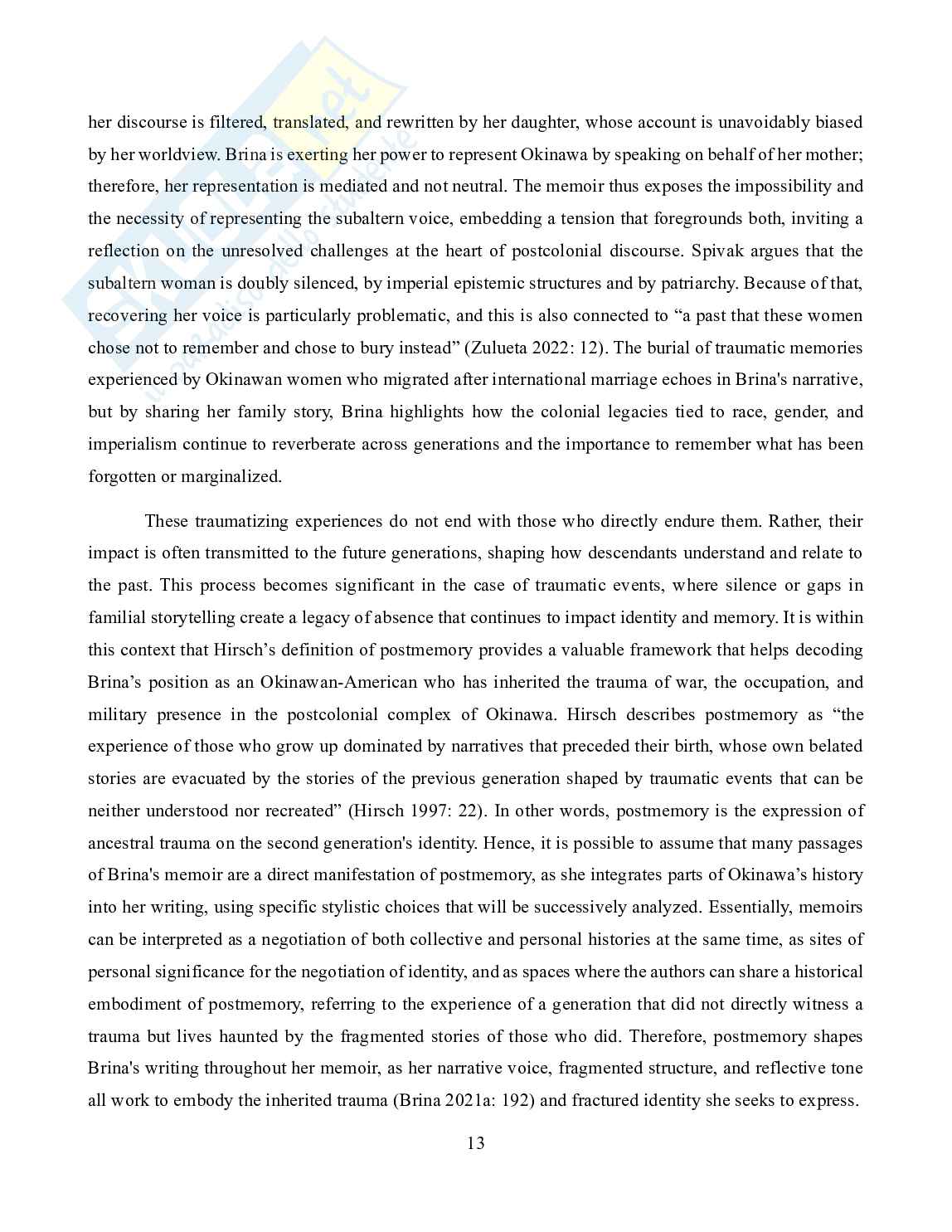 Representing Okinawan Voices in the Construction of Postcolonial Memory and Identity — a Stylistic Analysis of Speak, Okinawa: a Memoir Pag. 11