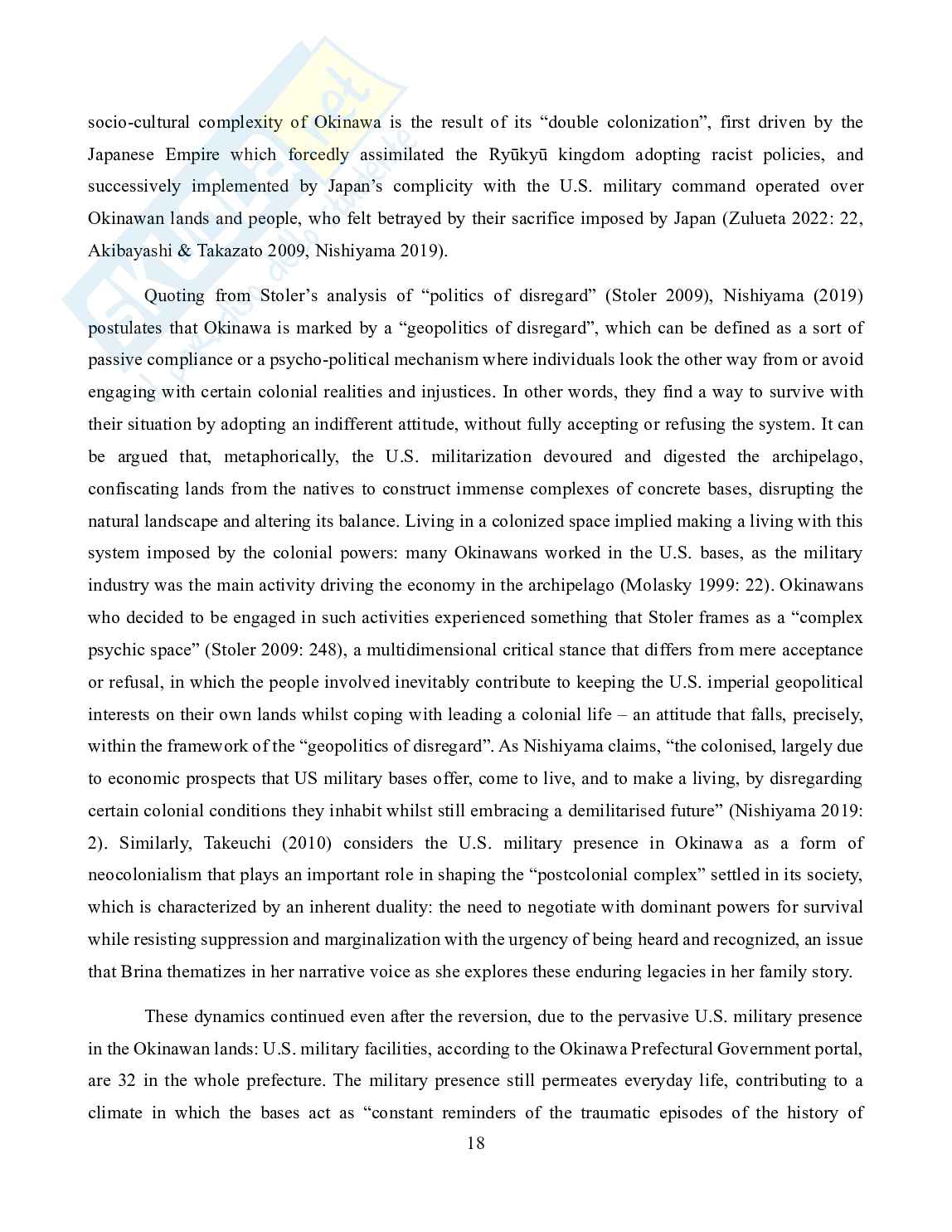 Representing Okinawan Voices in the Construction of Postcolonial Memory and Identity — a Stylistic Analysis of Speak, Okinawa: a Memoir Pag. 16